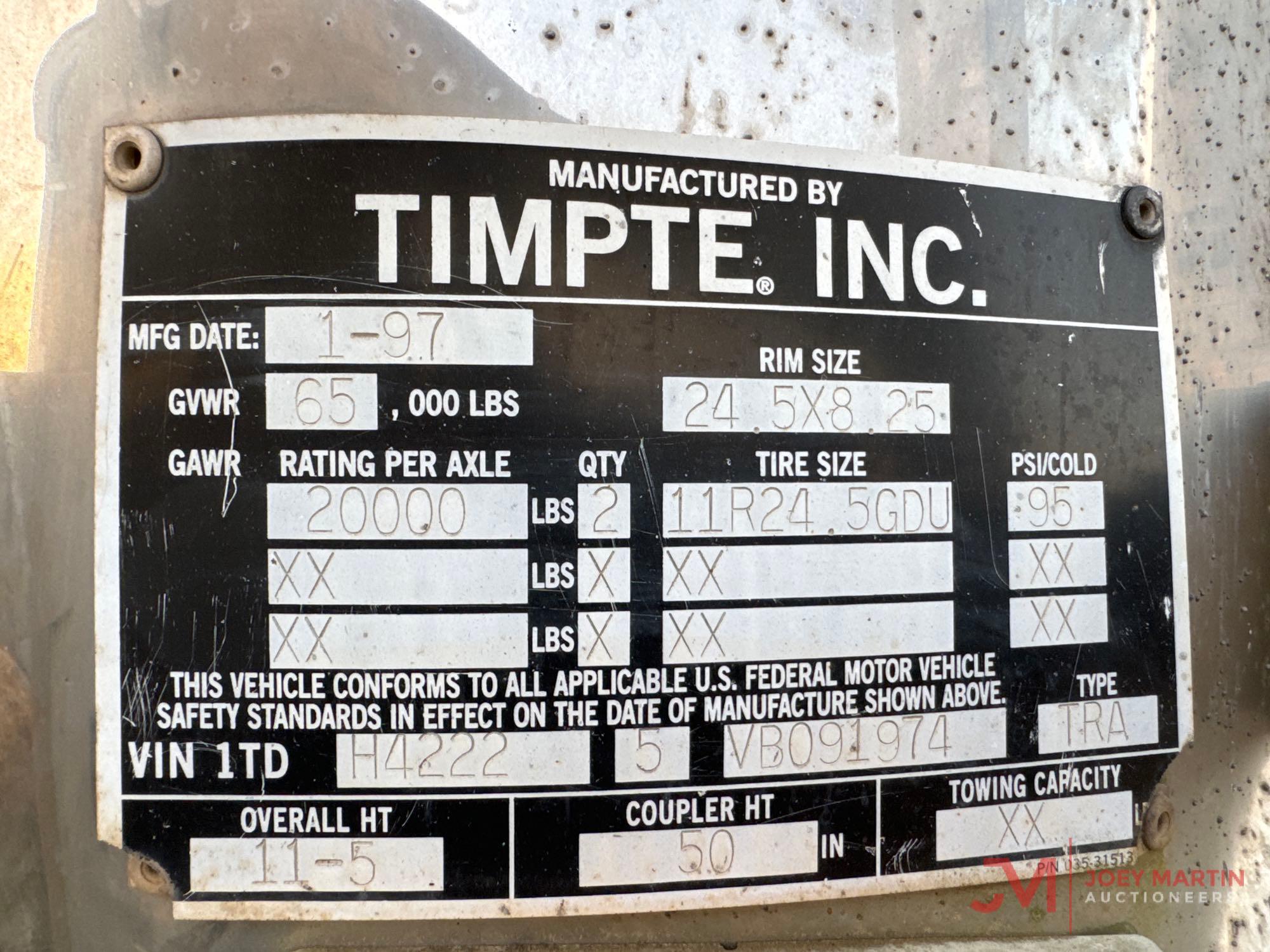 1997 TIMPTE 1TDH HOPPER BOTTOM TRAILER