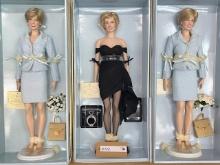 3PC FRANKLIN MINT "DIANA PRINCESS OF WALES" DOLLS IN BOXES