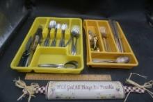 Silverware W/ Drawer Organizer & "With God All Things Are Possible" Wall Decor