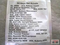 Equipment Key Starter Kit, Fits 100'S Of Models Of Machines. 24 Of The Most Popular Keys Used On