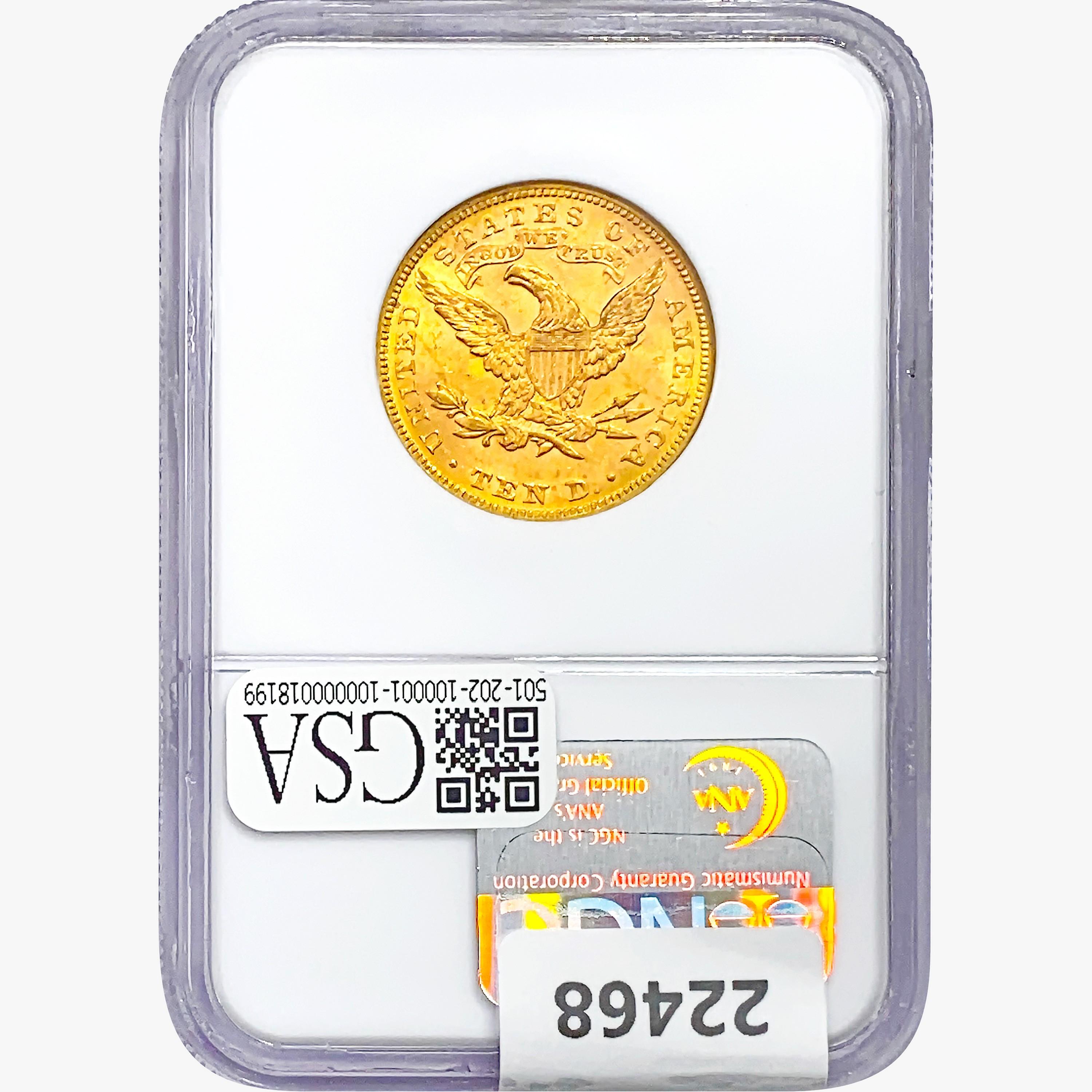 1882 $10 Gold Eagle NGC MS62