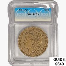 1891-CC Morgan Silver Dollar ICG EF40