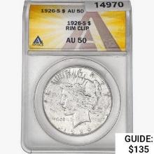 1926-S Silver Peace Dollar ANACS AU50 Rim Clip