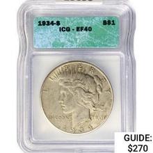1934-S Silver Peace Dollar ICG EF40