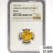 1926 Sesquicentennial $2.5 Gold Eagle NGC MS62