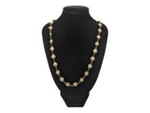 Gold tone White Disc Ladies Long Necklace