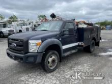 2011 Ford F550 Service Truck Runs & Moves, Body & Rust Damage, Crane Not Operating, Battery Light On