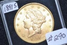 1891-S Liberty Head Twenty Dollar Gold Piece; MS