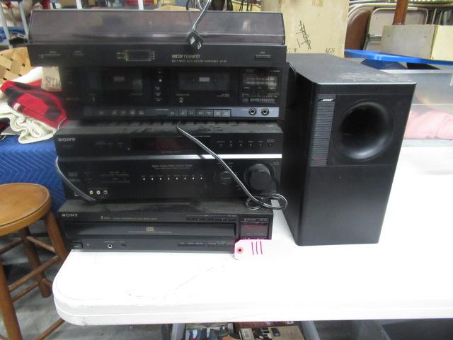 SONY TURN TABLE, CASSETTE PLAYER AND BOSE SPEAKER