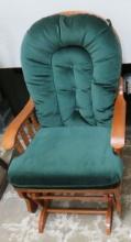 Wood Rocking Glider with Green Cushions