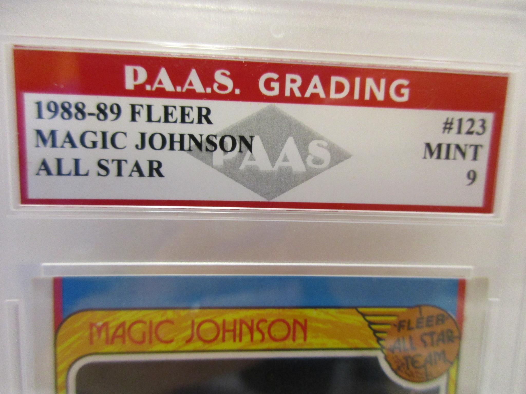 Magic Johnson LA Lakers 1988-89 All Star #123 graded PAAS Mint 9