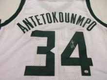 Giannis Antetokounmpo of the Milwaukee Bucks signed autographed basketball jersey PAAS COA 396