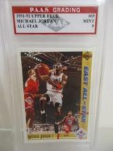 Michael Jordan Chicago Bulls 1991-92 Upper Deck All Star #69 graded PAAS Mint 9