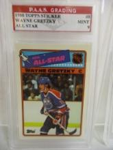 Wayne Gretzky Edmonton Oilers 1988 Topps Sticker All Star #8 graded PAAS Mint 9