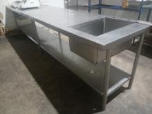 12' Stainless Steel Work Top Table W/ Ice Bin - Please see pics for additional specs.