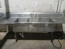 LARGE 12' Stainless Steel 3 Compartment Sink W/ Faucet - HUGE SINK - Please see pics for additional