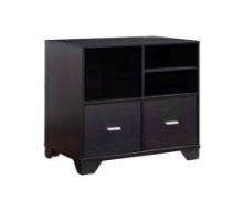 Benjara 31 Inch Dark Brown File Cabinet Printer Stand Table with 2 Drawers