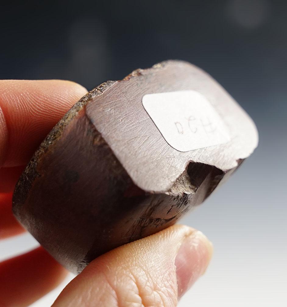 2" by 1 7/16" Hematite Cone found by John Ackerman - Illinois. Engraved. Jackson COA.