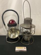 Pair of Railroad Lanterns Ecolite Cat no. 200 & Adlake Kero 2-43 marked ICRR