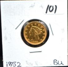 1852 $2 1/2 LIBERTY HEAD GOLD COIN