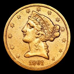 ***Auction Highlight*** 1861-p Gold Liberty Half Eagle $5 Graded au53 BY SEGS (fc)