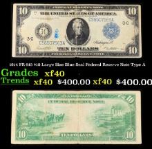 1914 $10 Large Size Blue Seal Federal Reserve Note Philadelphia, PA Type A Grades xf FR-915