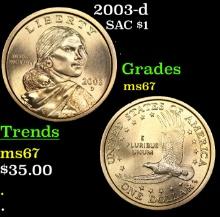 2003-d Sacagawea Dollar $1 Grades GEM++ Unc