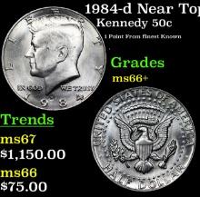 1984-d Kennedy Half Dollar Near Top Pop! 50c Graded ms66+ By SEGS