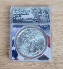 2021 ANACS GRADED MS70 SILVER EAGLE TYPE 1 FIRST STIRKE
