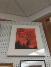 Framed Print of "Sunset at Rocky Point" by Wilbur Streech, Approximate Dimensions - 19" x 24",