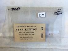 Collector Vintage 1940's Coliseum Stan Kenton Card No.2038- See Pictures