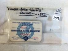 Collector Vintage 1952 Consolidated Vultee Connair Card - See Pictures