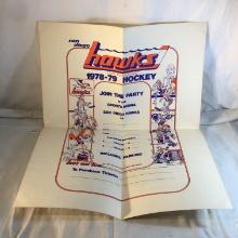 Collector Vintage 1978-79Hawks Pacific Hockey League  san Diego Poster Folded Size:22x17.5"