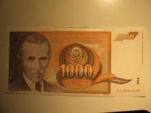 Foreign Currency: 1990 Yugoslavia 1,000 Dinara