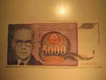Foreign Currency: 1991 Yugoslavia 5,000 Dinara