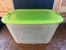 Clear 30 Gallon Tote With Green Locking Lid