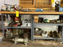 contents on and under bench - fittings - iron - press - collectibles