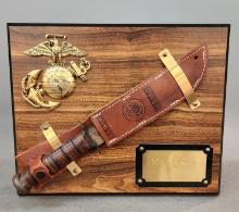 Gen. Gray KA-BAR fighting knife on plaque