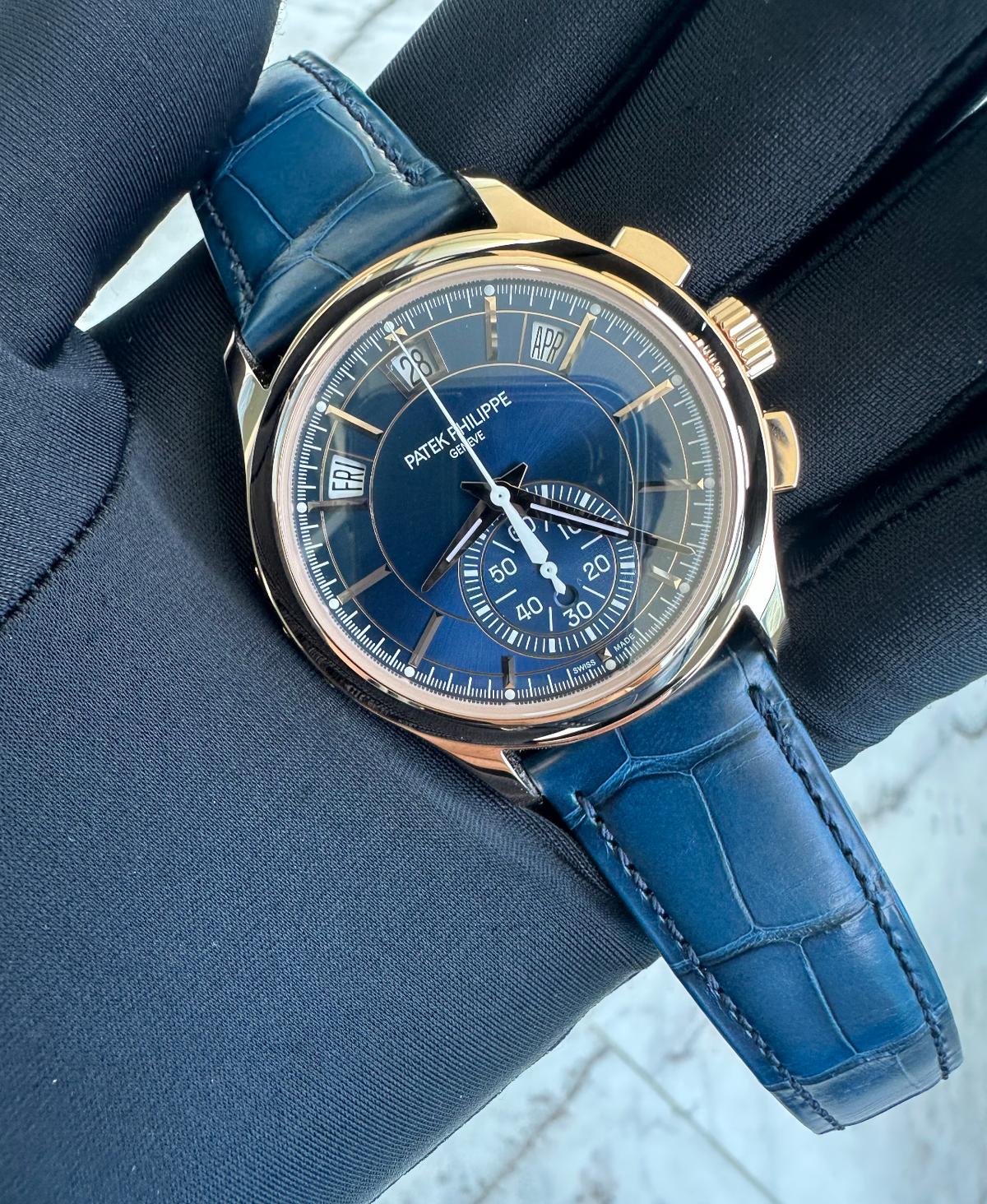 BRAND NEW BLUE PATEK PHILIPPE CHRONOGRAGH ANNUAL CALENDER COMES WITH BOX AND PAPERS
