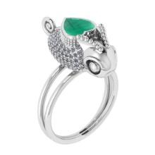 2.06 Ctw VS/SI1 Emerald and Diamond 14K White Gold Animal Ring(ALL DIAMOND ARE LAB GROWN)