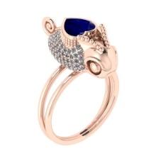 2.06 Ctw VS/SI1 Blue Sapphire and Diamond 14K Rose Gold Animal Ring (ALL DIAMOND ARE LAB GROWN)