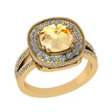 2.89 Ctw VS/SI1 Citrine and Diamond 14K Yellow Gold Engangement Ring (ALL DIAMOND LAB GROWN Diamond