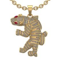1.45 Ctw VS/SI1 Ruby And Diamond 14K Yellow Gold Dragon Pendant Necklace ALL DIAMOND ARE LAB GROWN