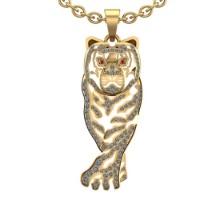 0.93 Ctw SI2/I1 Ruby And Diamond 14K Yellow Gold wild animal Necklace ALL DIAMOND ARE LAB GROWN