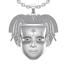 1.53 Ctw VS/SI1 Ruby and Diamond Prong Set 14K White Gold Clown Necklace (ALL DIAMOND ARE LAB GROWN