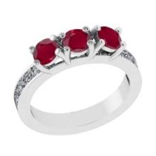 1.25 Ctw VS/SI1 Ruby and Diamond 14K White Gold Engagement Ring (ALL DIAMOND ARE LAB GROWN)