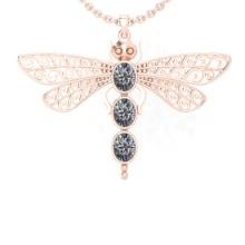 1.50 Ctw VS/SI1 Diamond 14K Rose Gold Dragonfly Necklace (ALL LAB GROWN ARE DIAMOND)