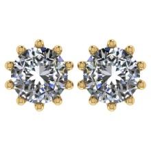 CERTIFIED 2.26 CTW ROUND E/VS1 DIAMOND (LAB GROWN Certified DIAMOND SOLITAIRE EARRINGS ) IN 14K YELL