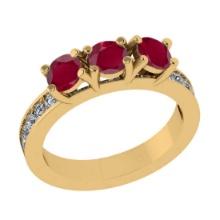 1.25 Ctw VS/SI1 Ruby and Diamond 14K Yellow Gold Engagement Ring(ALL DIAMOND ARE LAB GROWN)