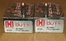2 - 20 Rounds Hornady .40 S&W HP